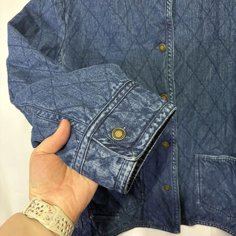 Charter Club Quilted Denim Jean Jacket in Dark Blue - Picture 3 of 9